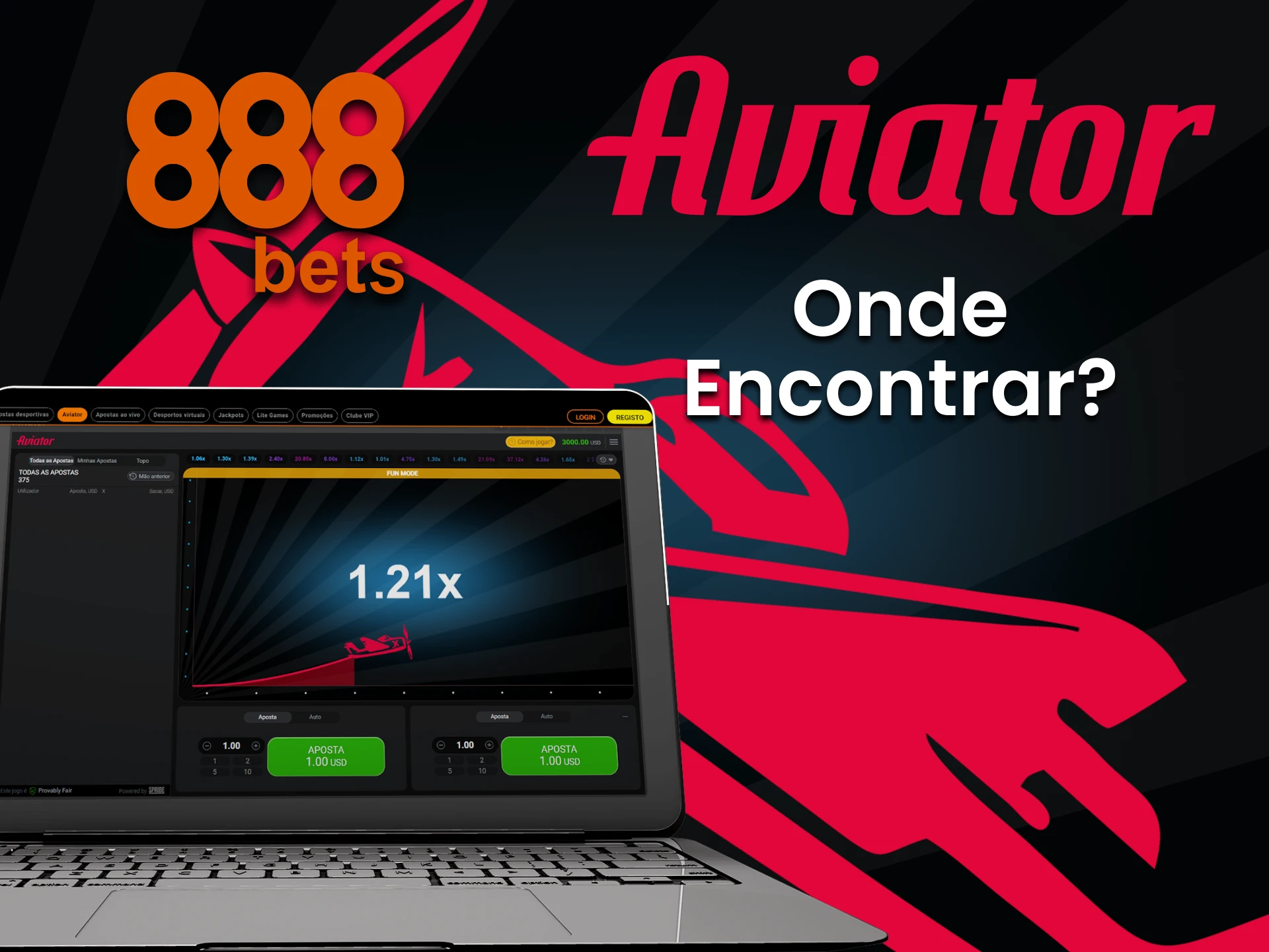 Encontre a seção Aviator no site da 888bets.