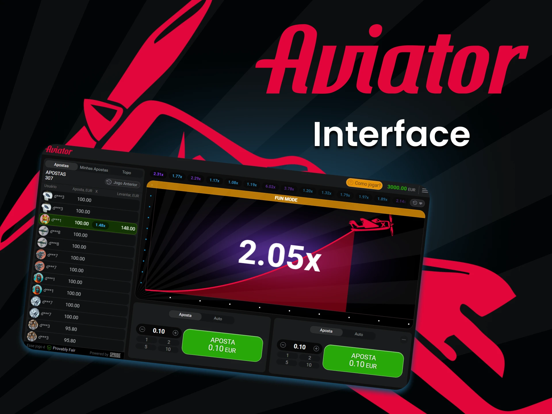 O jogo Aviator possui uma interface conveniente e prática.