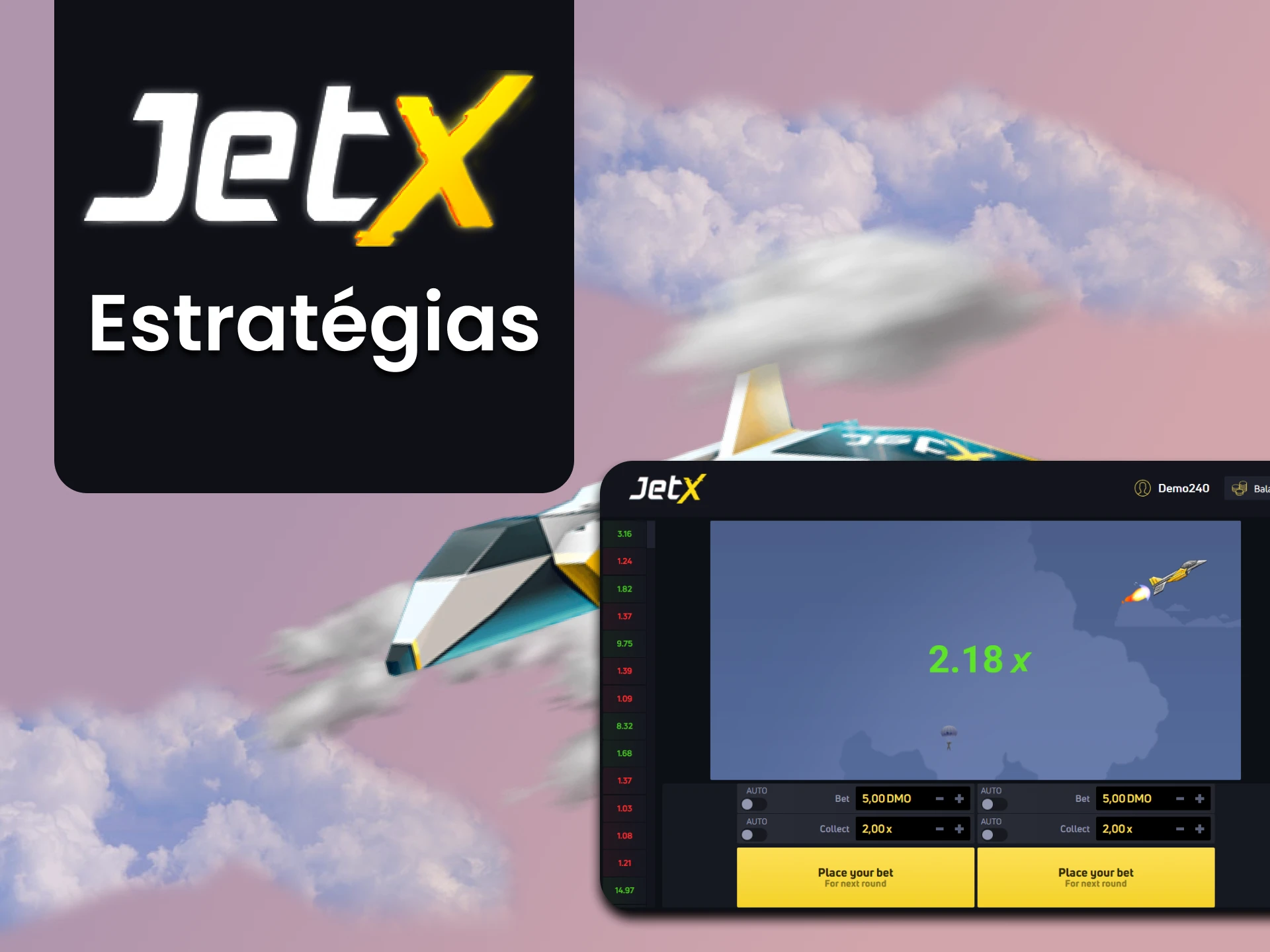 Escolha uma estratégia vencedora para vencer no JetX.