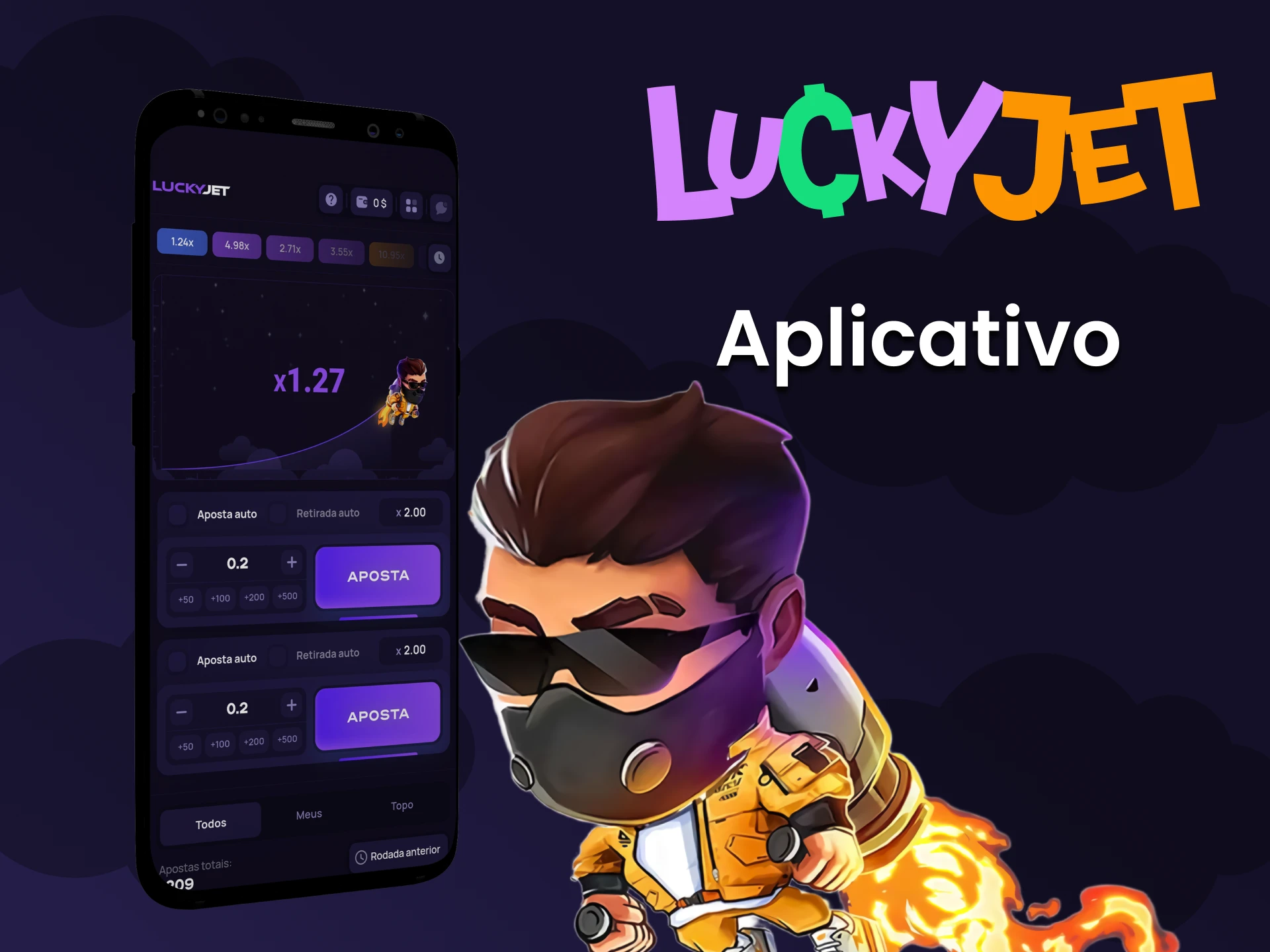 Jogue Lucky Jet através do aplicativo.
