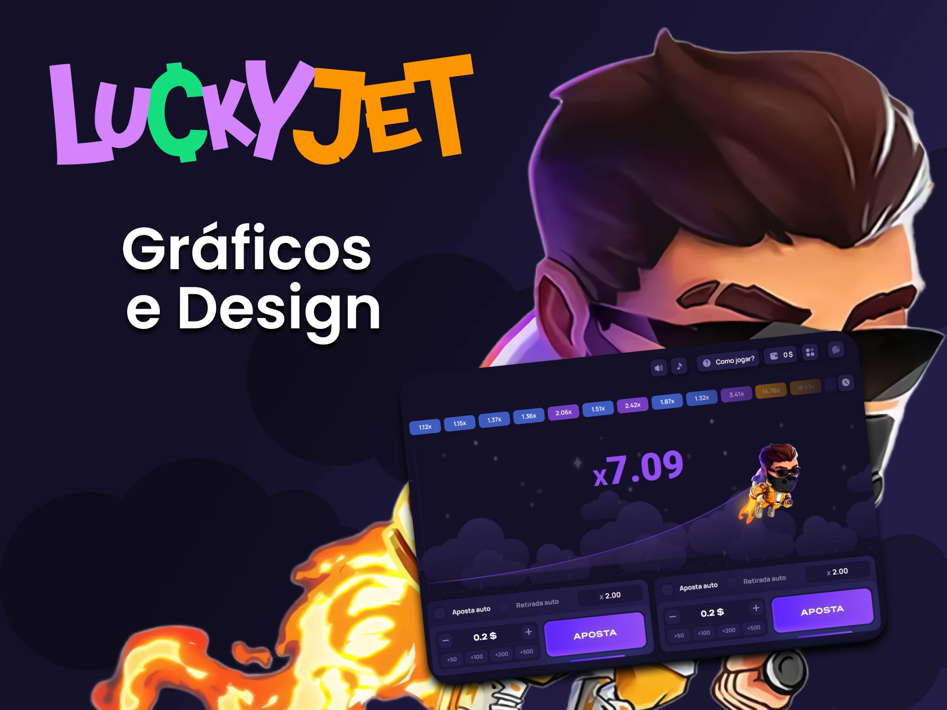 Lucky Jet tem um bom design de jogo.