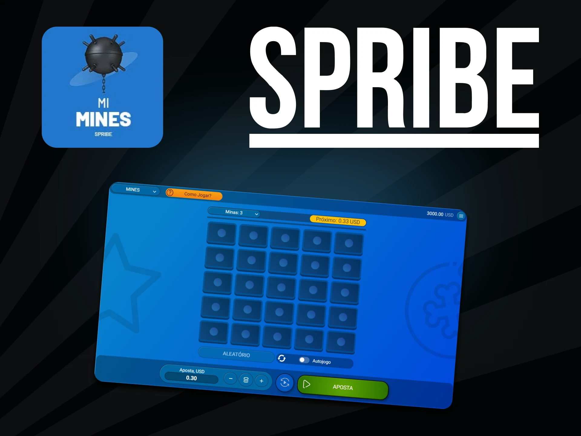 Para um jogo Spribe, escolha Mines.