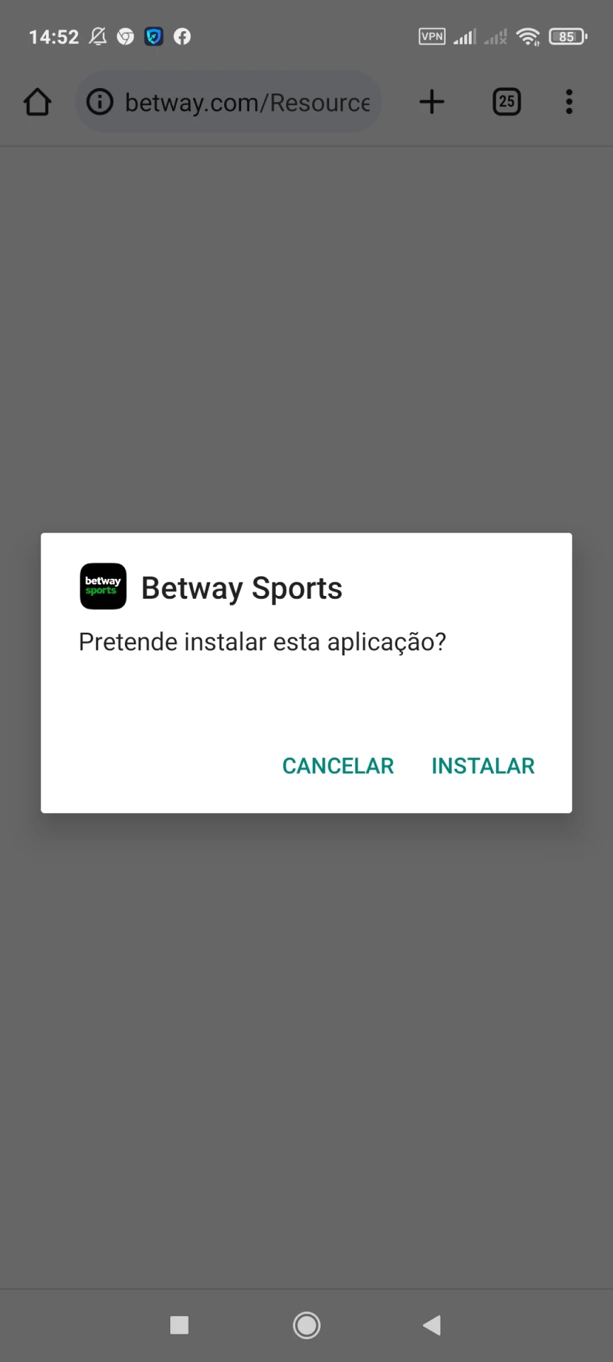 Instale o aplicativo Betway no Android.