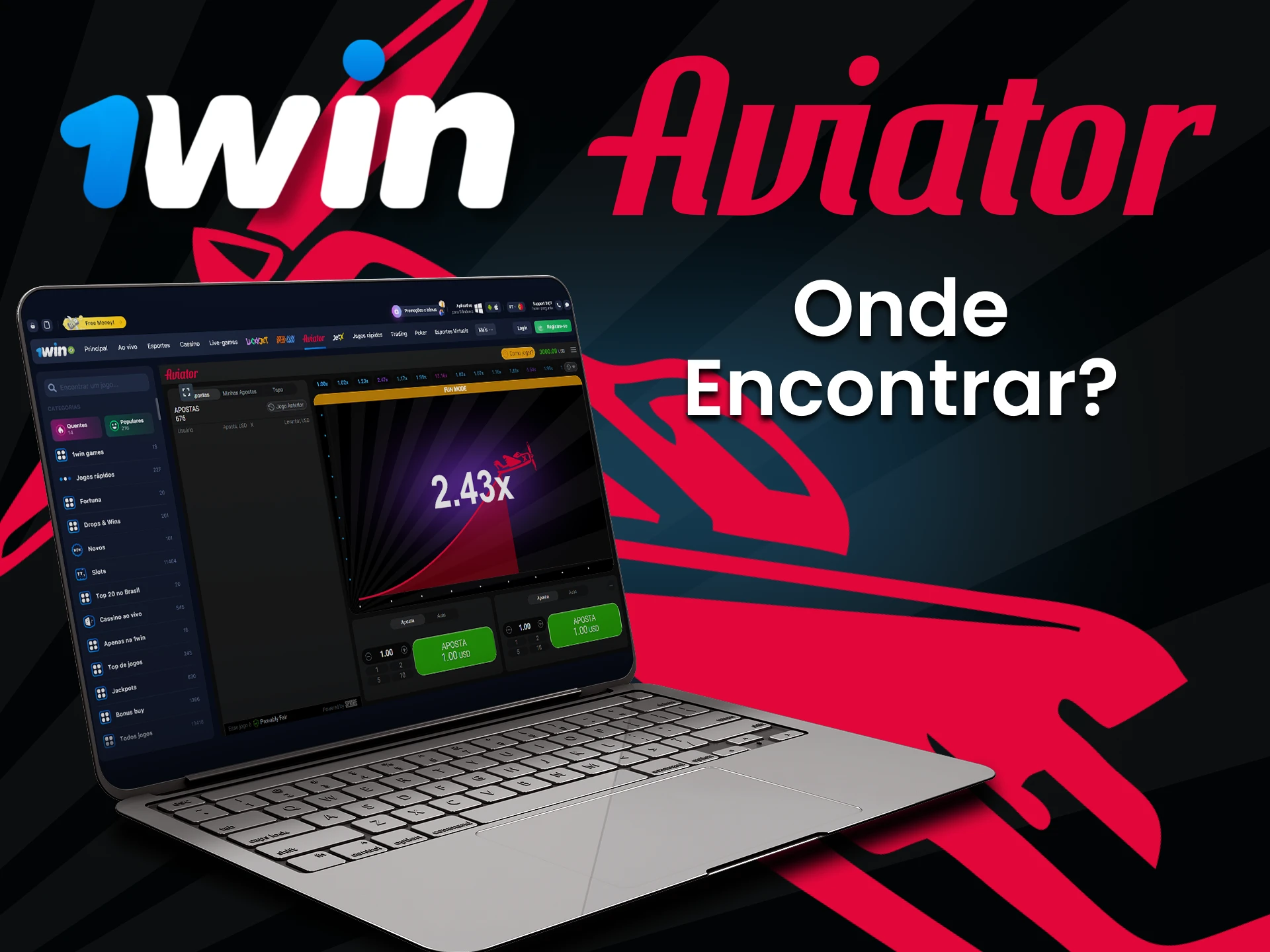 Vá para a seção de jogos para jogar Aviator no 1win.
