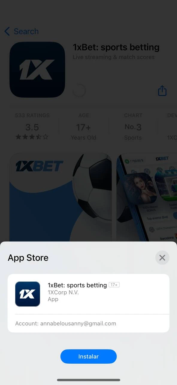 Começa a instalar a aplicação 1xbet.