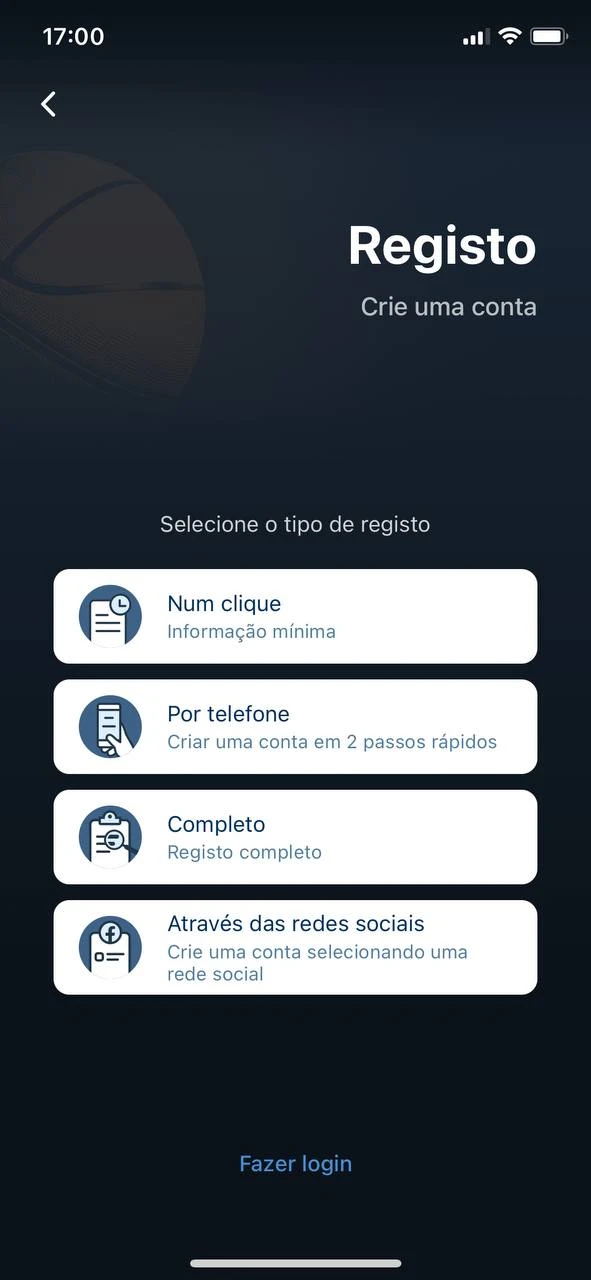 Efetuar um registo rápido na aplicação 1xbet.