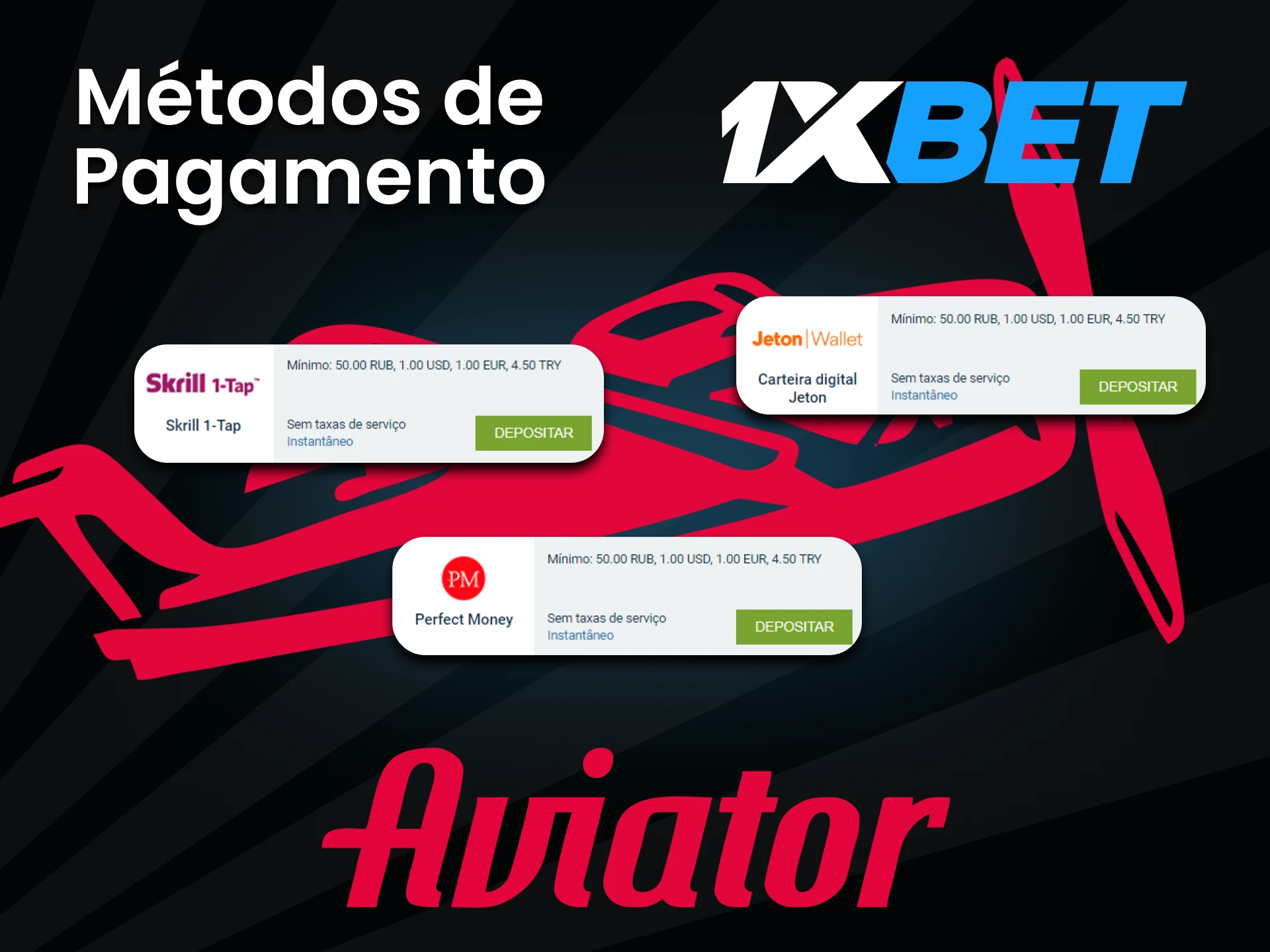 Escolha um método de transação conveniente para o Aviator na 1xbet.