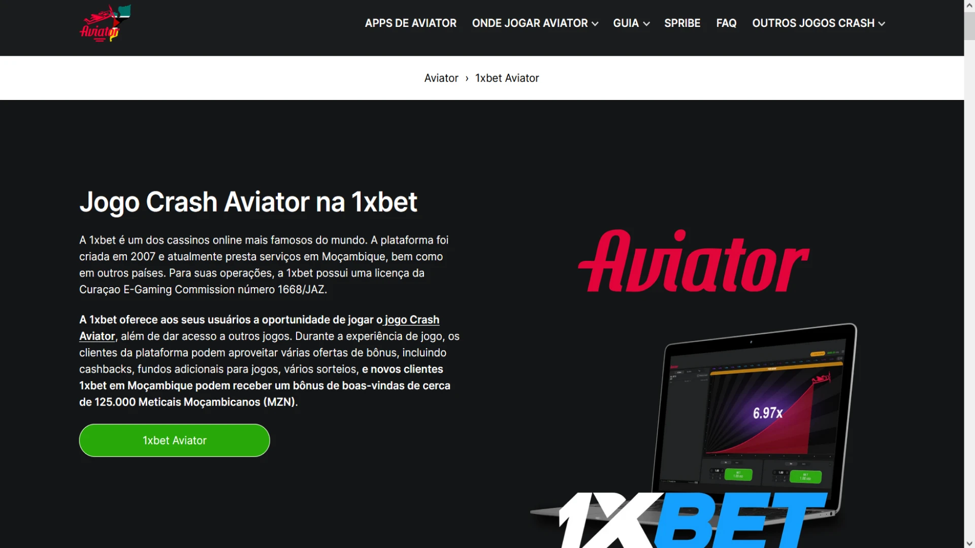 Visite a página principal do site 1xbet.