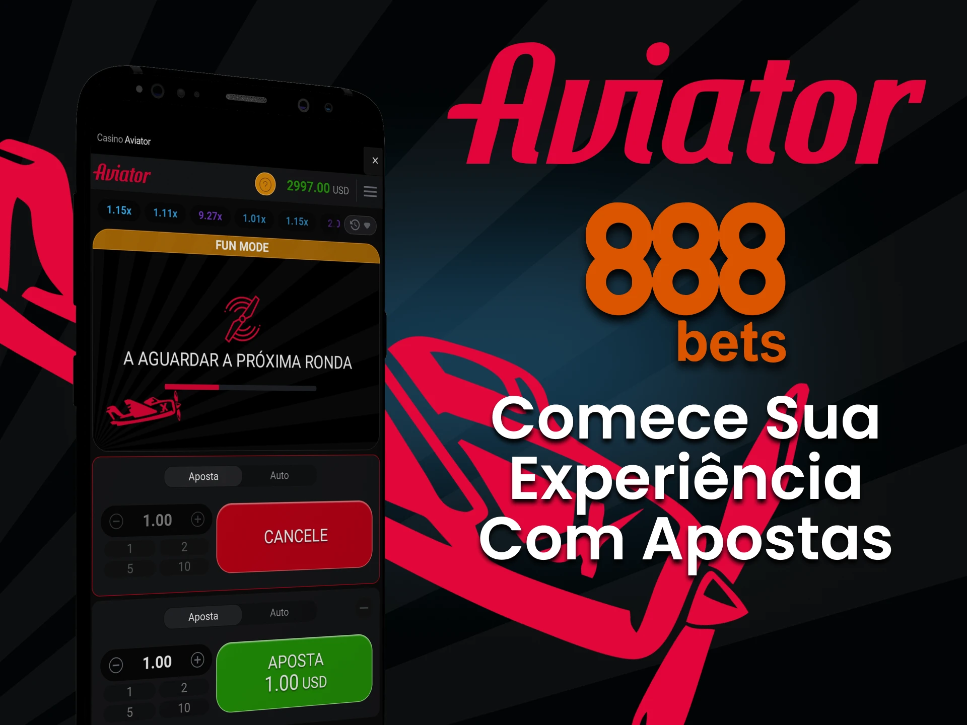 Faça uma aposta no jogo Aviator no 888bets.