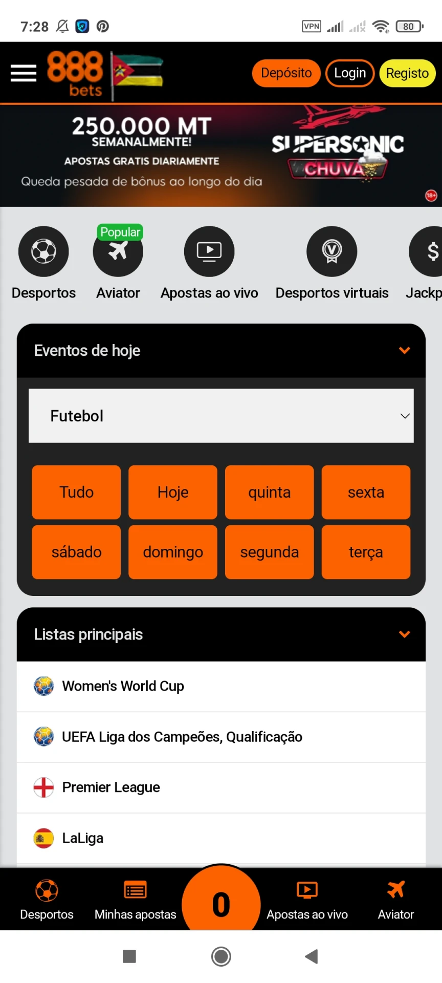 Visite a página principal do aplicativo 888bets.