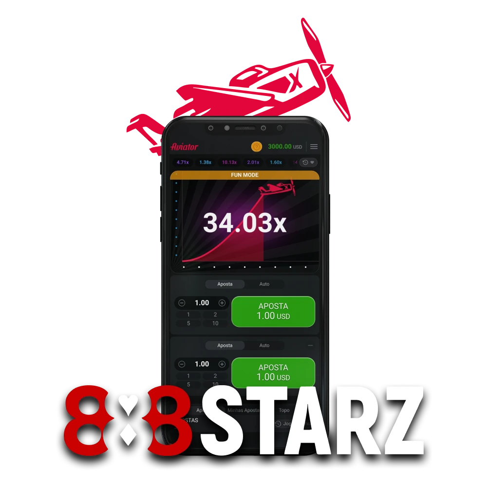 Para jogar Aviator, escolha o aplicativo 888starz.