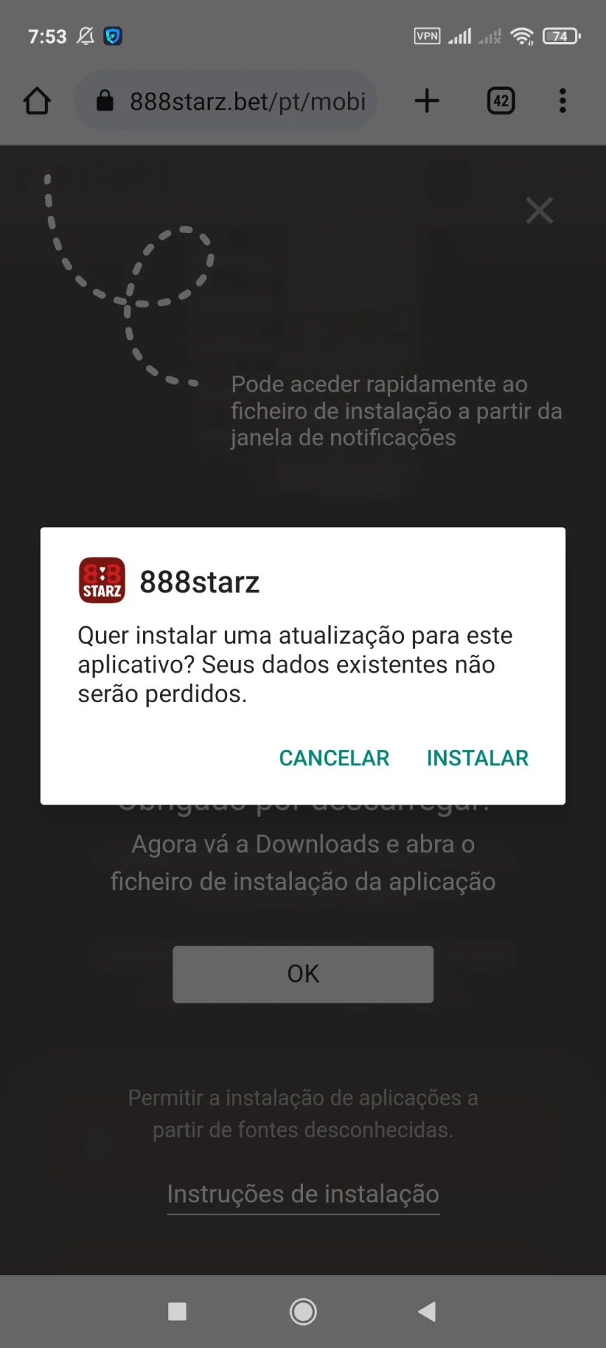 Instale o aplicativo 888starz.