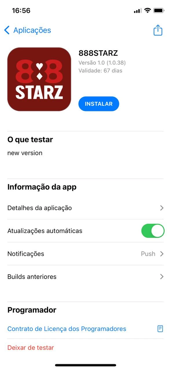 Instalar a aplicação 888starz.