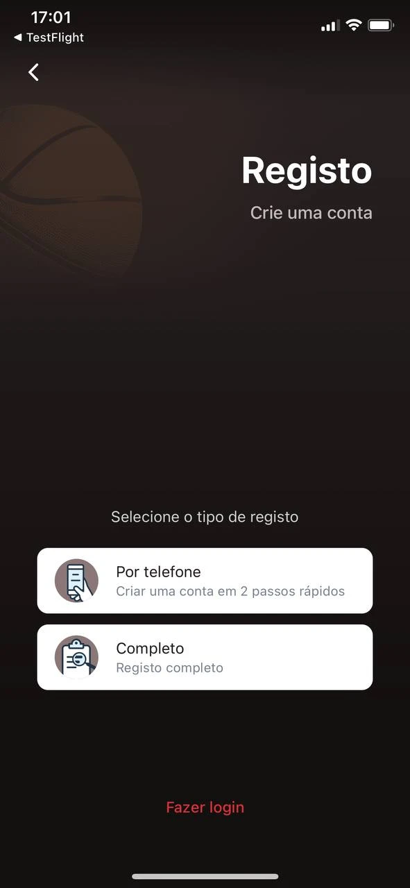 Efectue um registo simples com a aplicação 888starz.