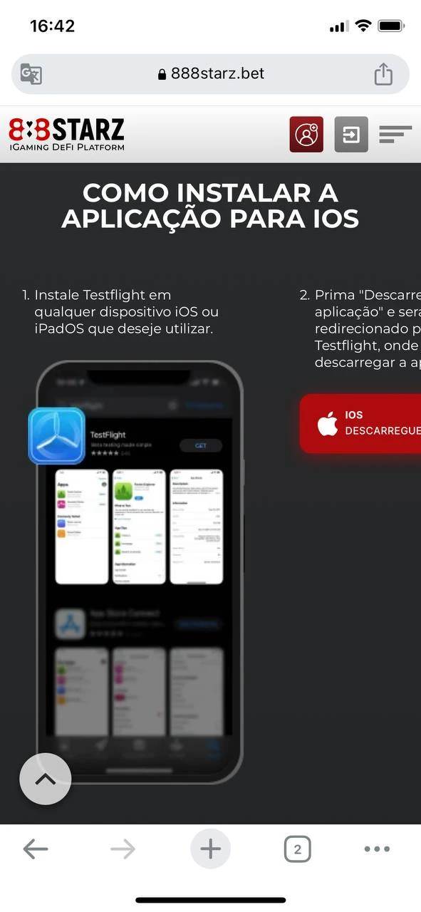 A aplicação 888starz pode ser instalada com uma aplicação de teste especial.