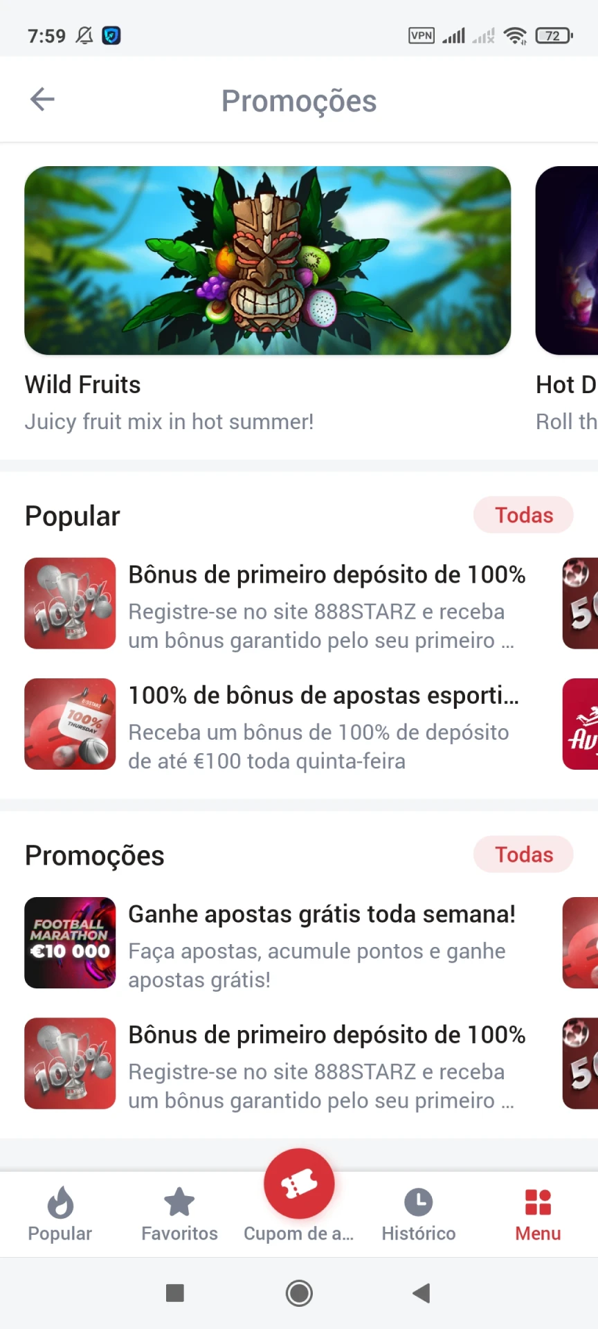Visite a página de bônus para o aplicativo 888starz.