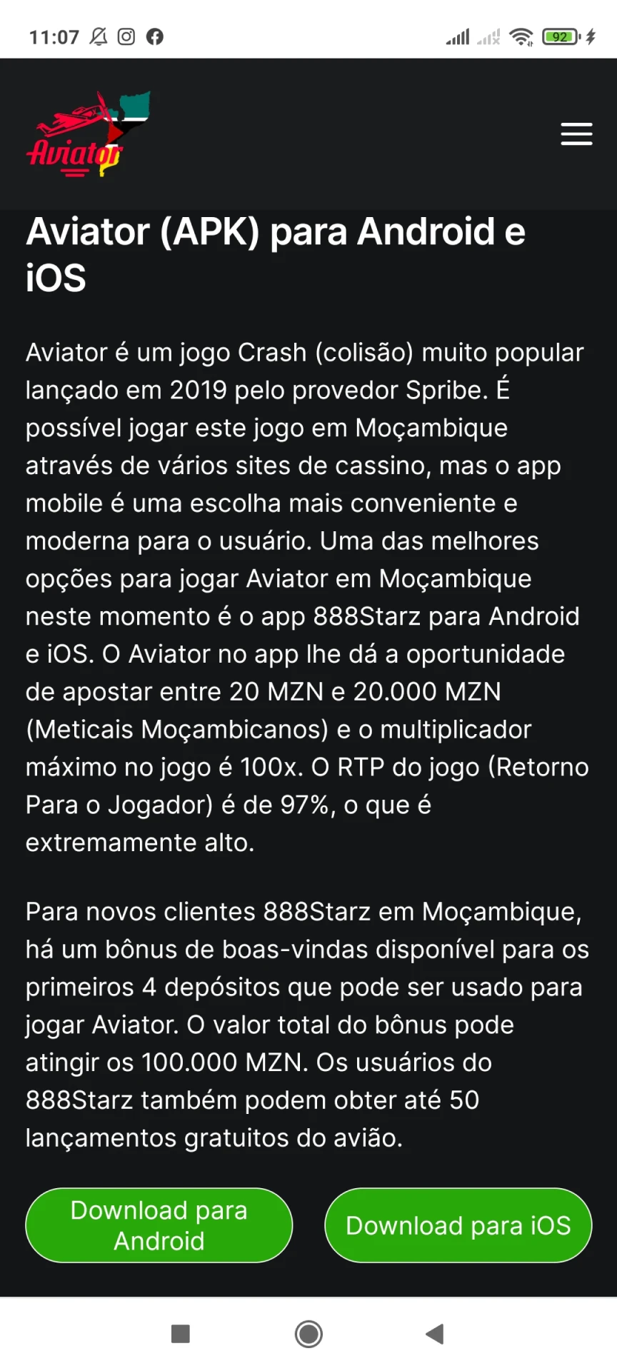 Visite a página principal do site para baixar o aplicativo 888starz.