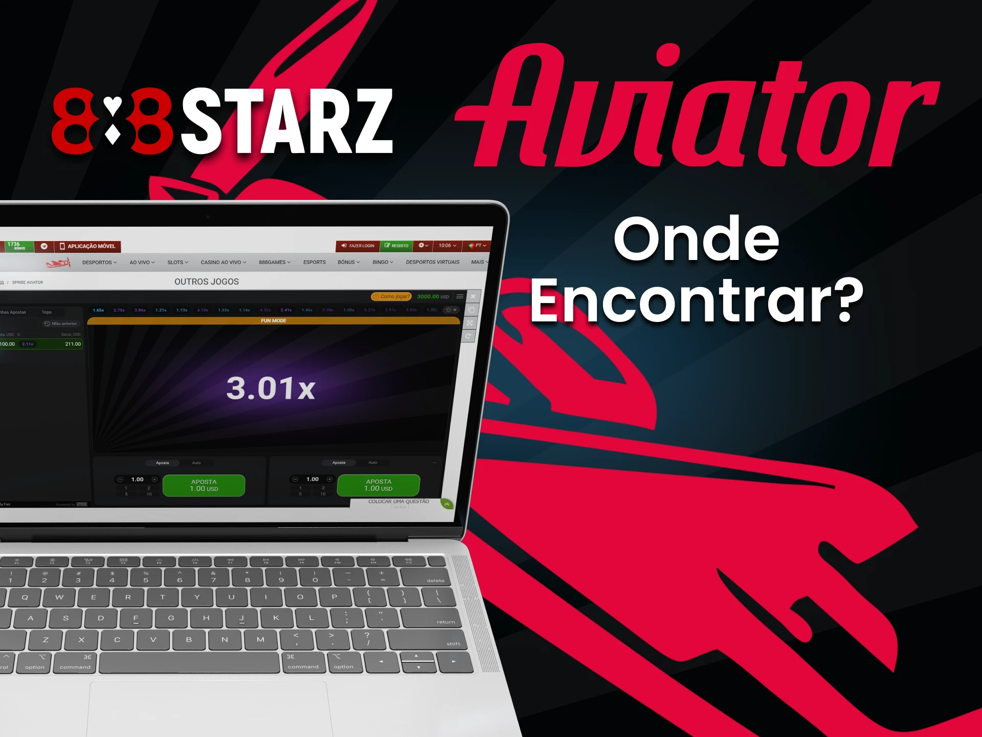 Vá para a seção correta para jogar Aviator no 888starz.