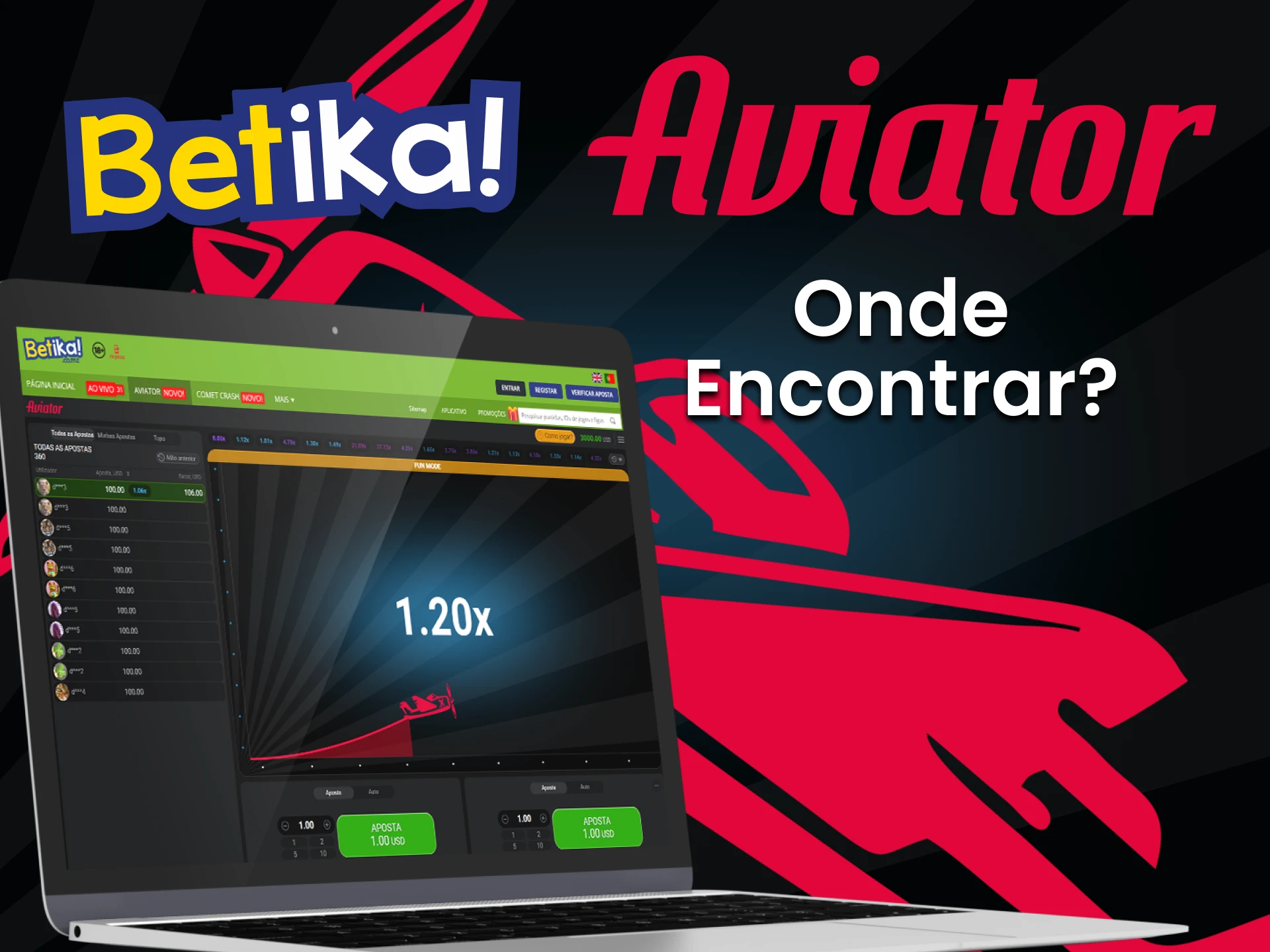 Selecione a seção desejada no site da Betika para jogar Aviator.