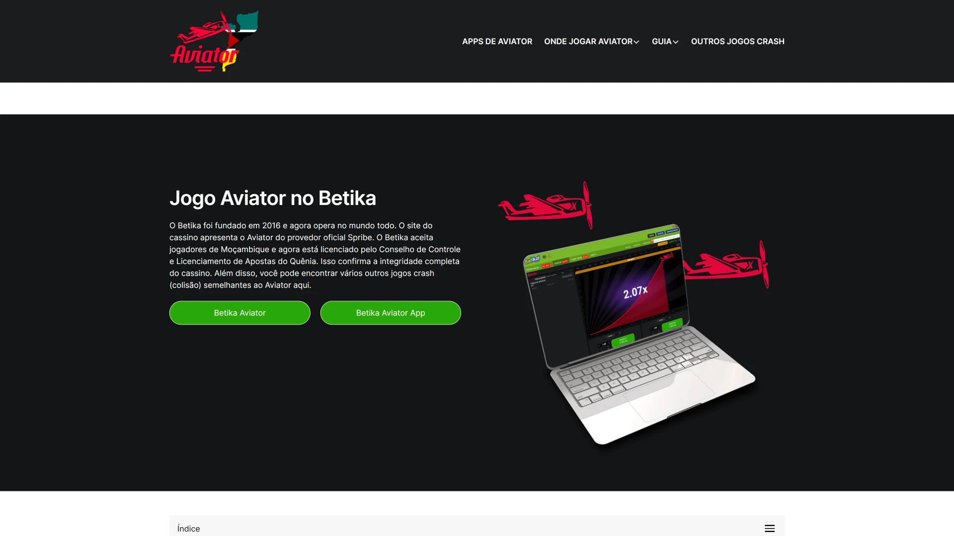 Selecione o jogo Aviator no Betika.