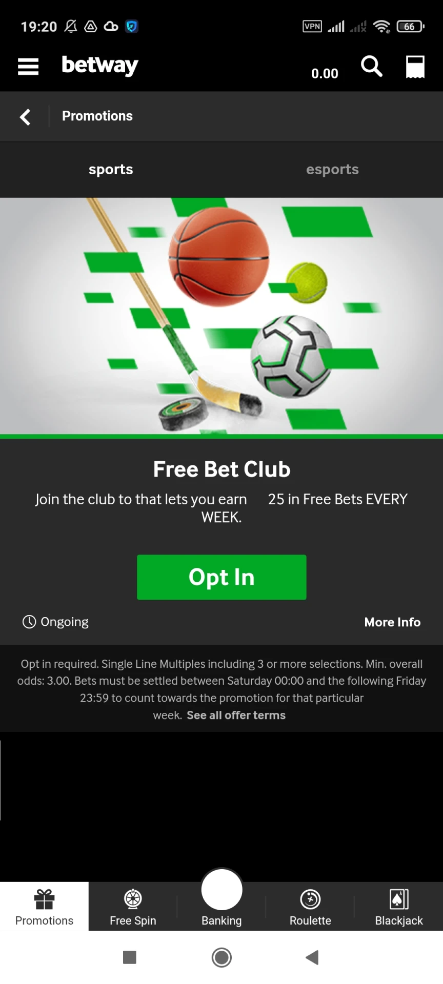 Visite a página de bônus no aplicativo Betway.