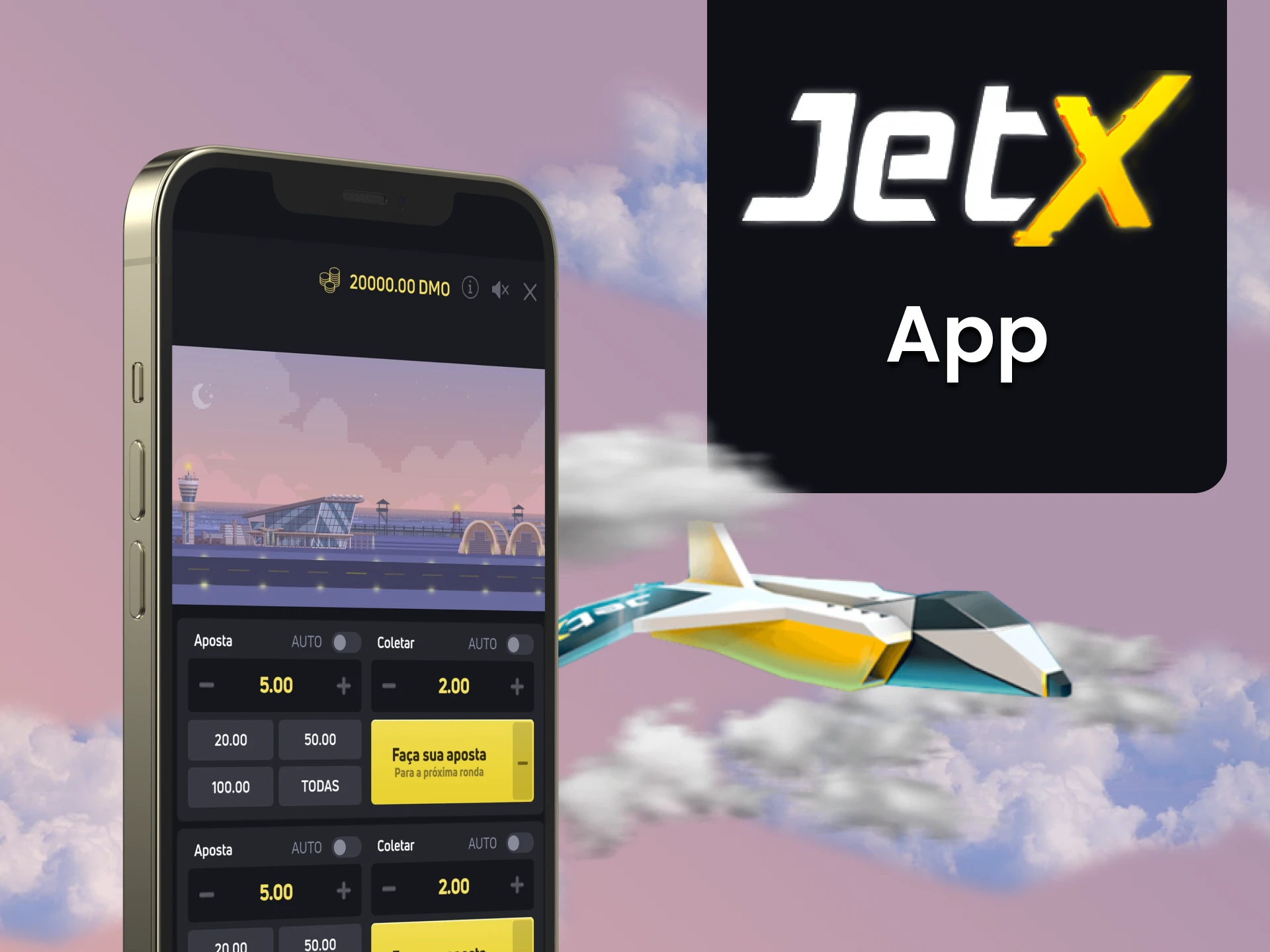 Jogue JetX através do aplicativo móvel.