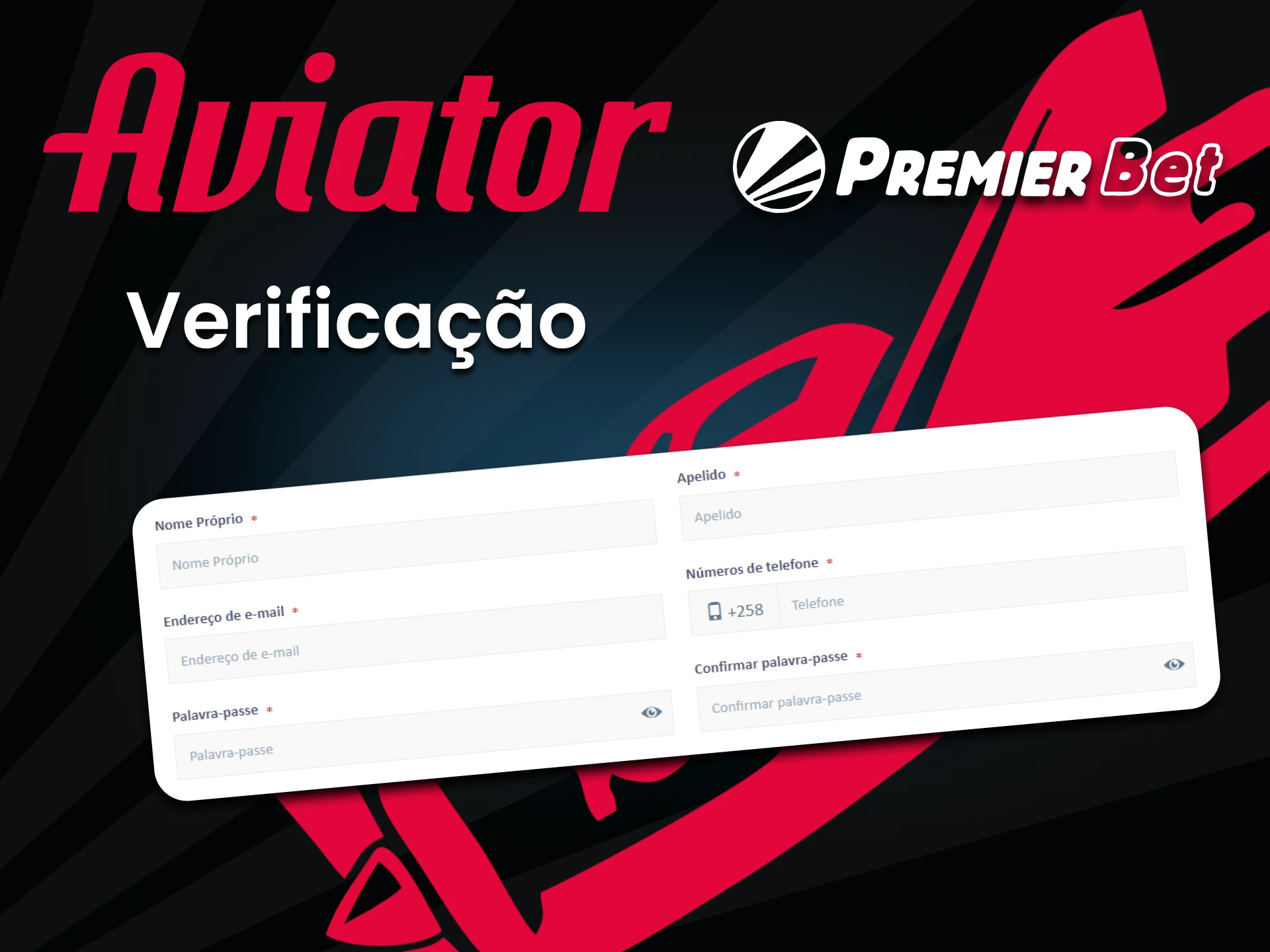 Preencha seus dados pessoais no serviço Premierbet para jogar Aviator.