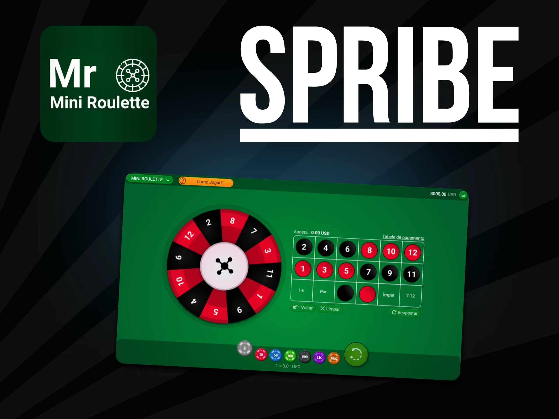 Para um jogo Spribe, escolha Mini Roulette.