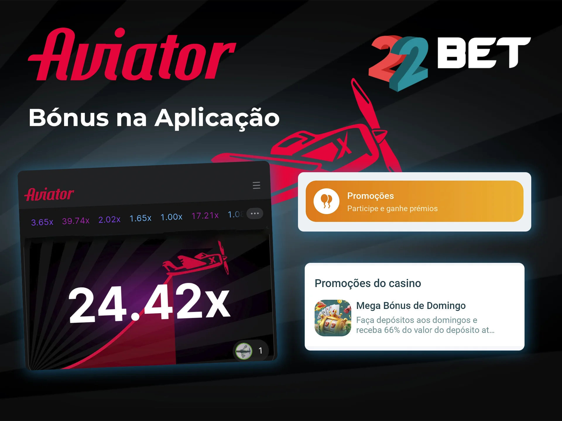 Ganhe bónus e use-os no jogo Aviator no casino 22bet.