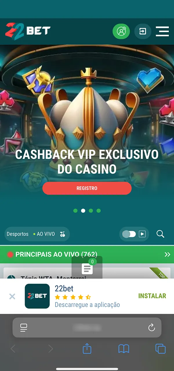 Aceda ao site oficial da 22bet.