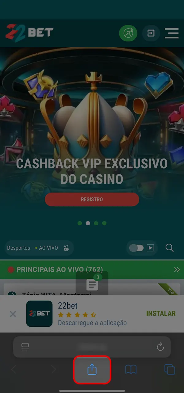 Siga as instruções e adicione a aplicação 22bet para jogar Aviator.