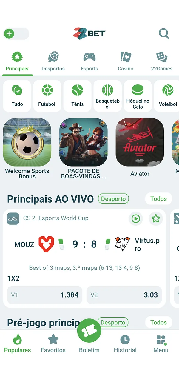 Explore a aplicação oficial da 22bet.
