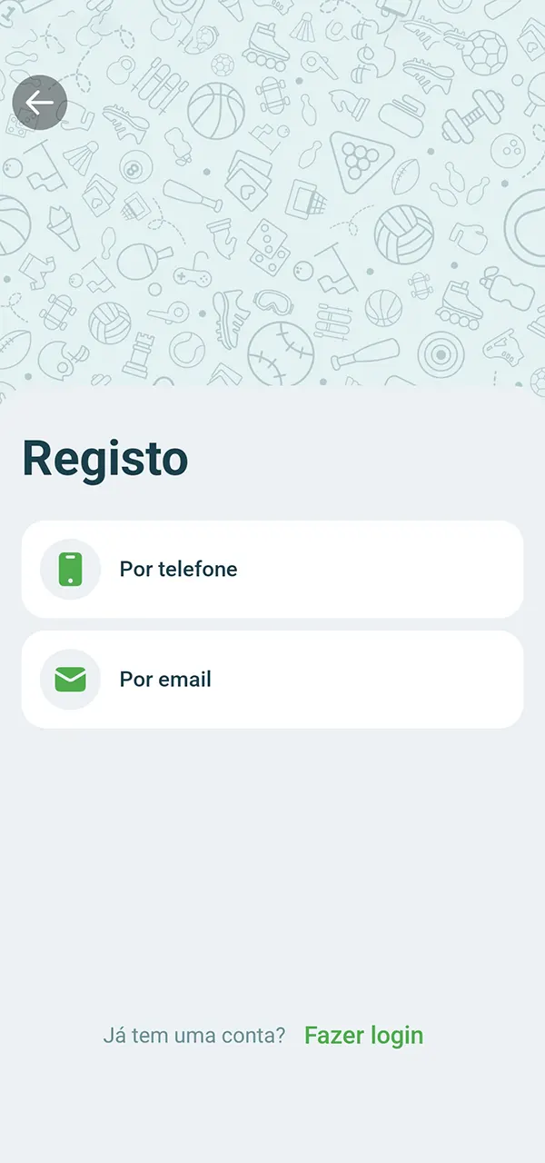 Veja como é a interface de registo da 22bet.