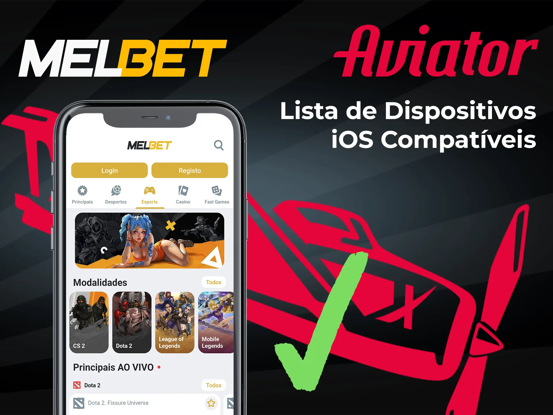 Verifique a compatibilidade do dispositivo iOS e inicie o Aviator no Melbet Casino.