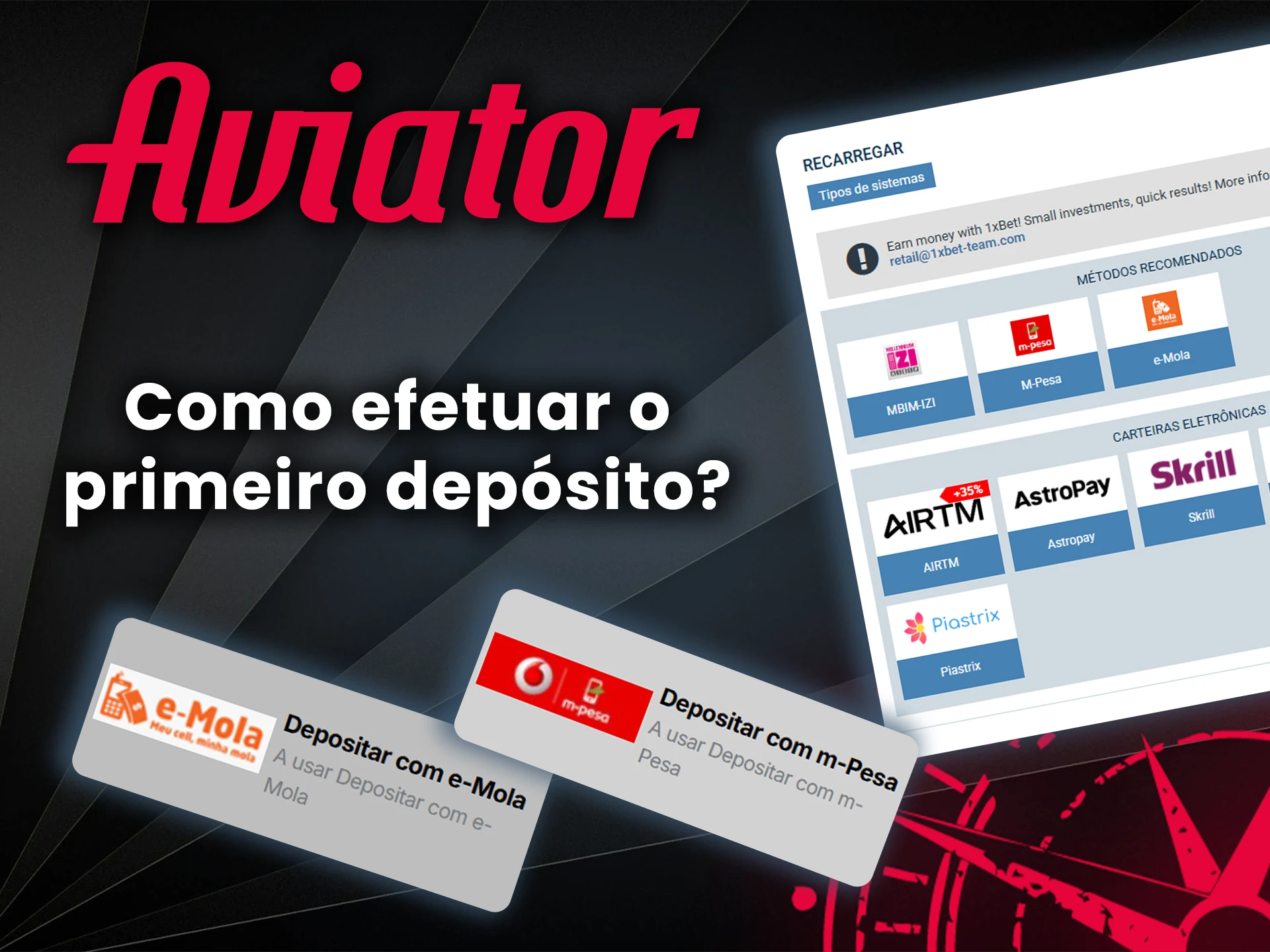 Saiba mais sobre os métodos de depósito disponíveis para o jogo Aviator.