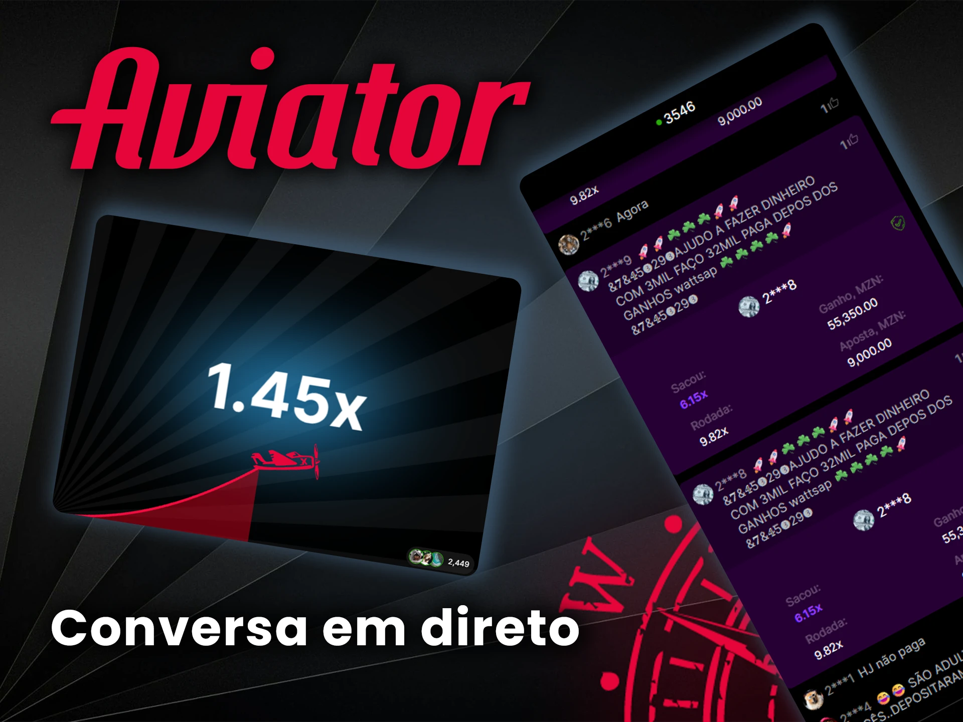 Discuta o jogo Aviator com outros jogadores usando o conveniente bate-papo.