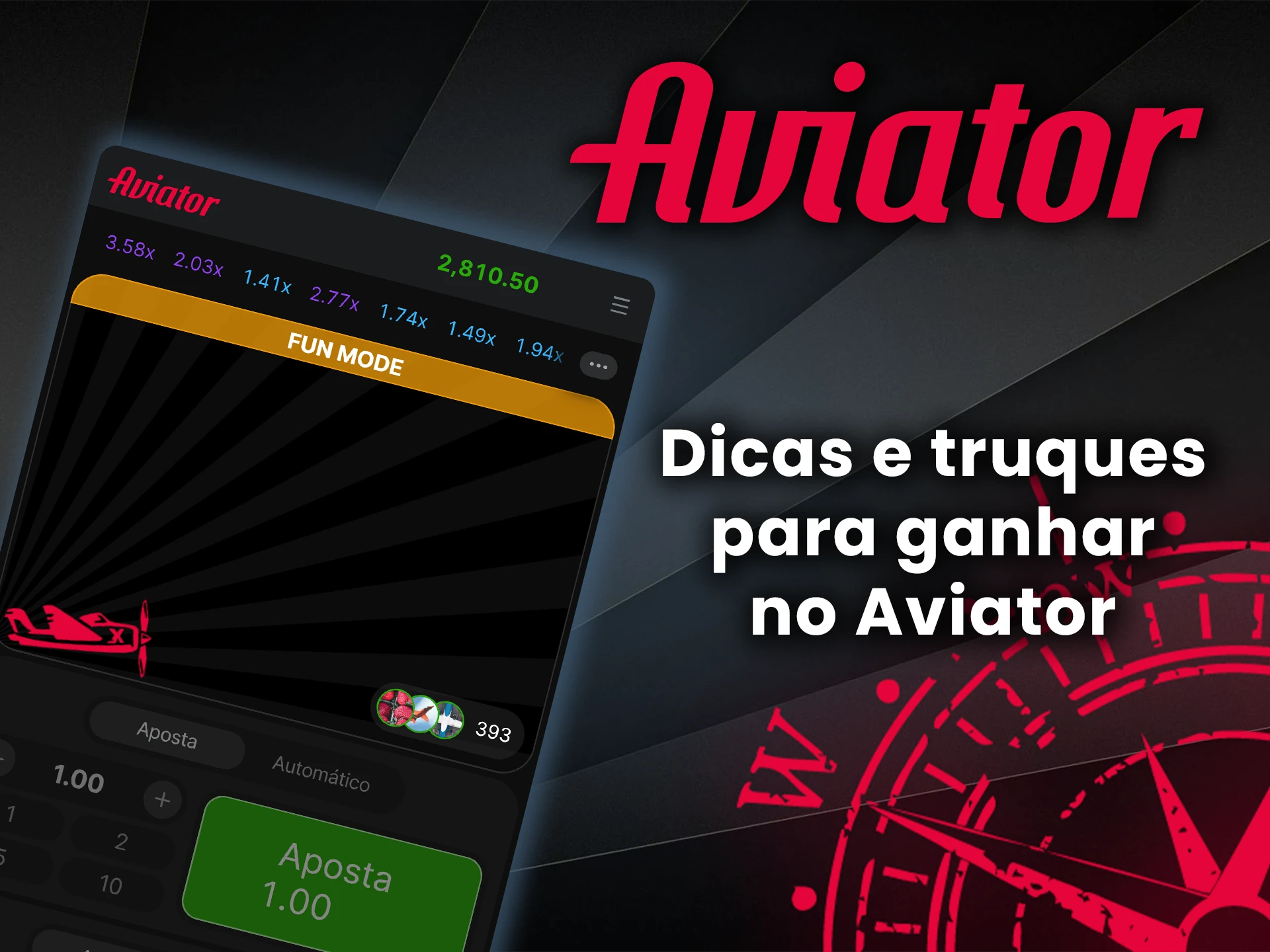 Use seus métodos e habilidades para vencer o jogo Aviator.