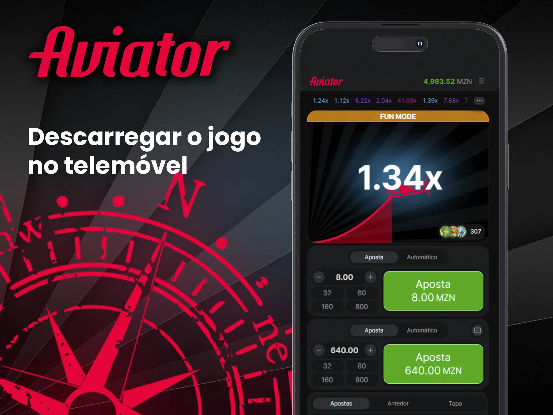 Experimente o modo demo do jogo Aviator diretamente no seu telemóvel.