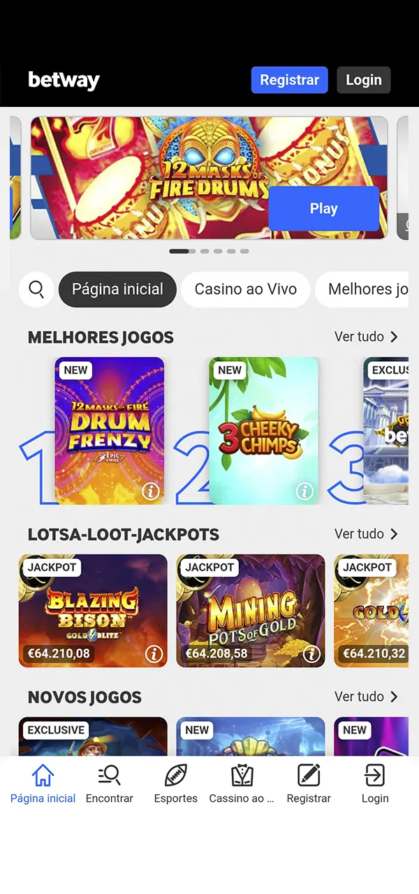 Conheça o mundo do casino Betway.