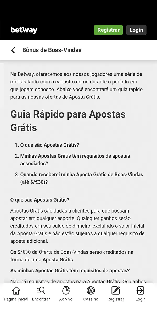 Receba ofertas exclusivas da Betway.
