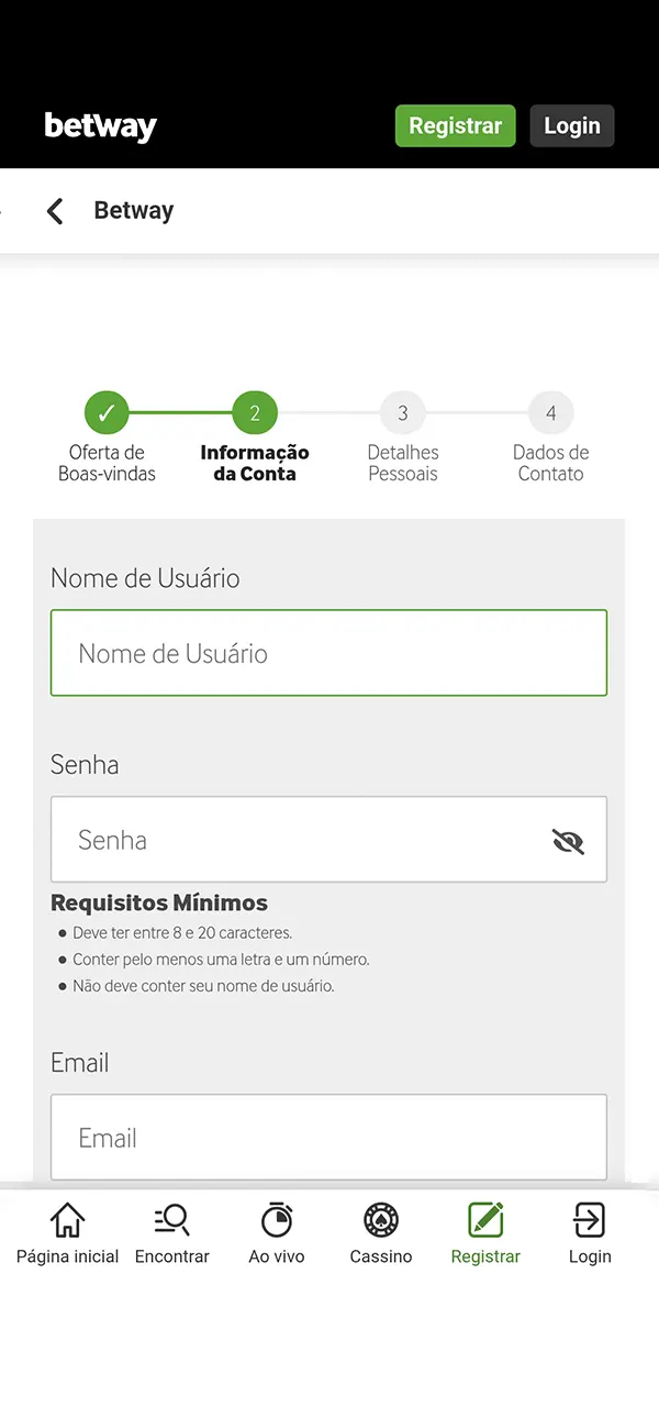 Registe-se e comece a jogar na Betway.